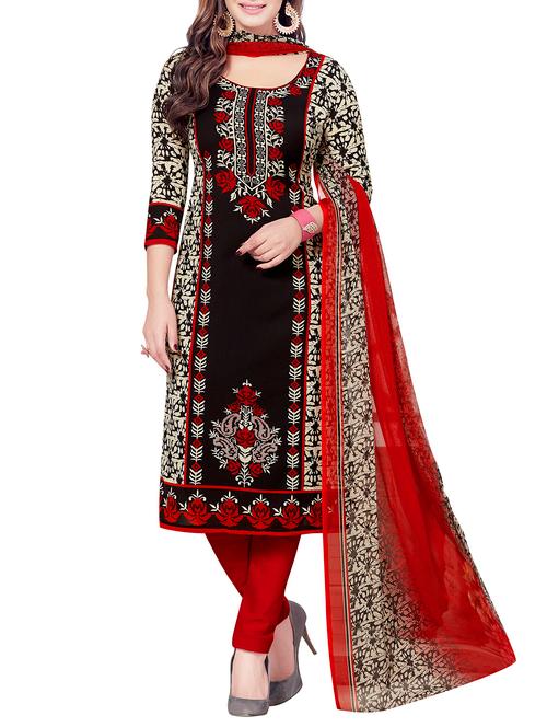 black unstitched churidaar suit - 15141087 - Very Small Image - 1