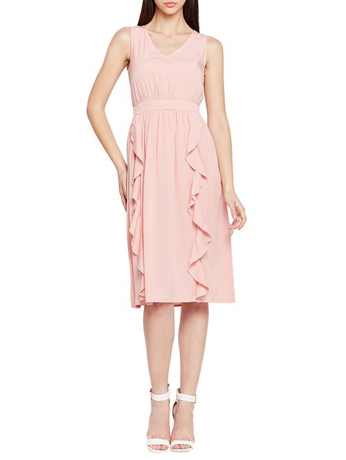 pink solid ruffled dress - 15141739 - Very Small Image - 1
