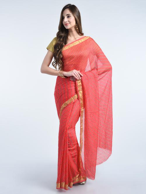 kota cotton leheriya saree with blouse - 15141886 - Very Small Image - 1