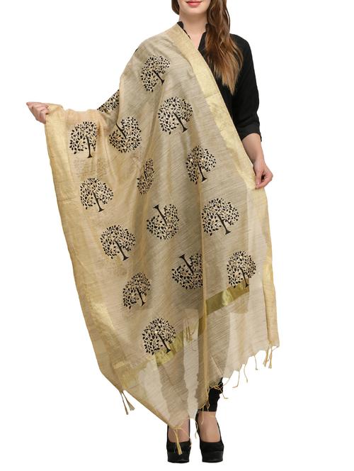 gold chanderi embroidered dupatta - 15141975 - Very Small Image - 1