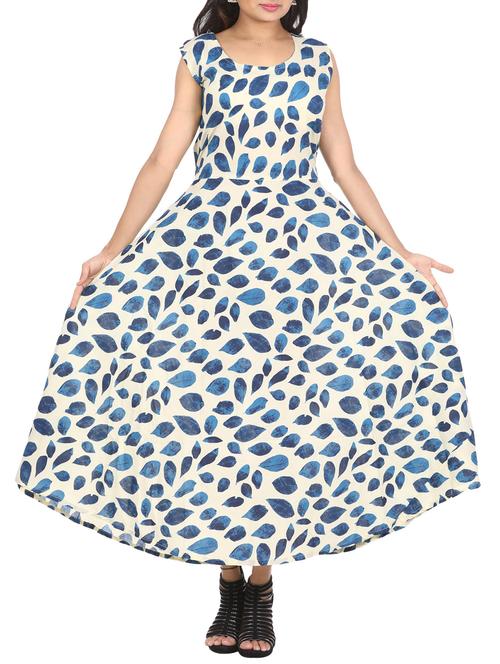 blue printed cotton maxi dress - 15142085 - Very Small Image - 1