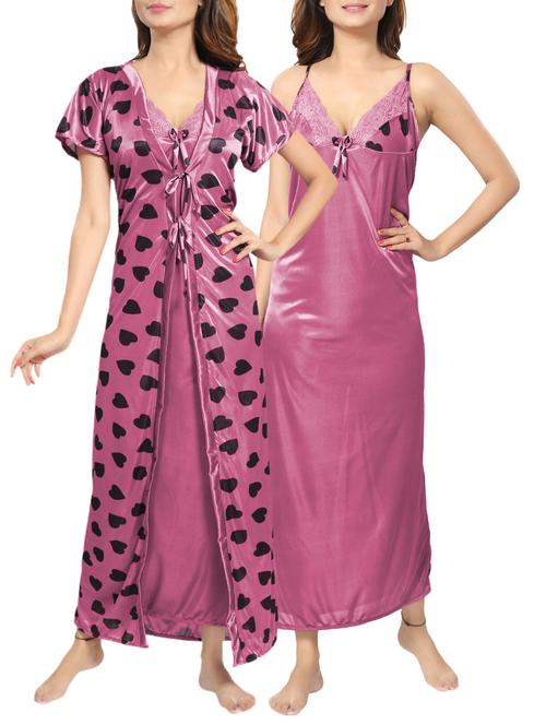 purple printed sleepwear robe set - 15143308 - Very Small Image - 1