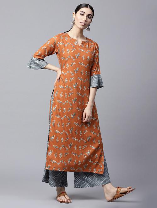 printed kurta palazzo set - 15143338 - Very Small Image - 1