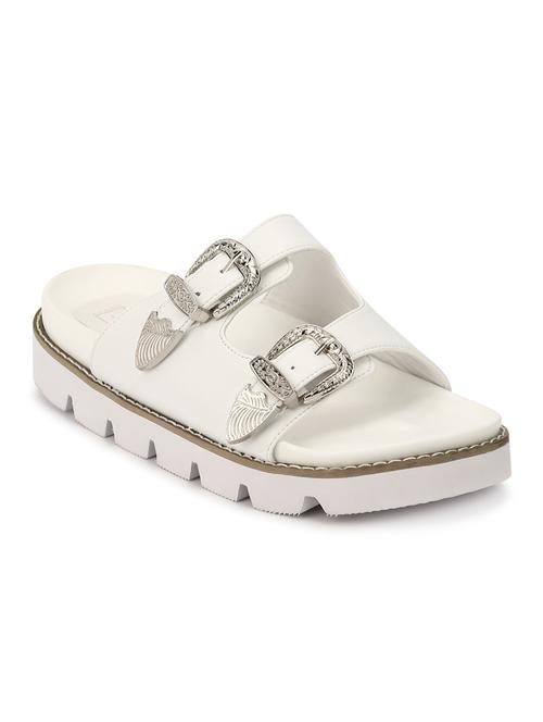 white patent leather slides - 15144684 - Very Small Image - 1