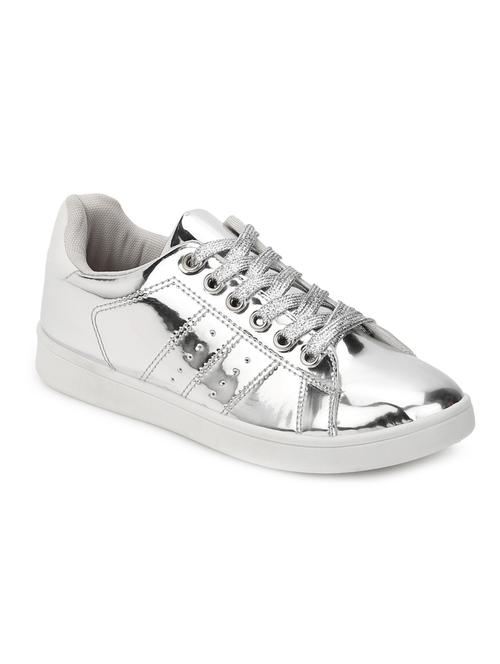 silver patent leather laceup sneakers - 15144793 - Very Small Image - 1
