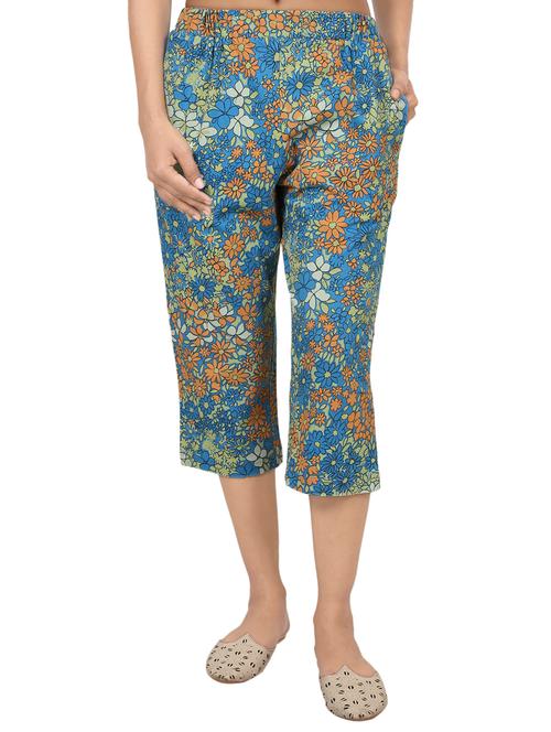 blue floral hosery capri - 15144895 - Very Small Image - 1