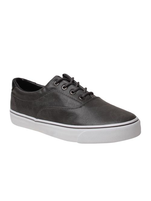 grey leatherette lace up sneaker - 15146864 - Very Small Image - 1
