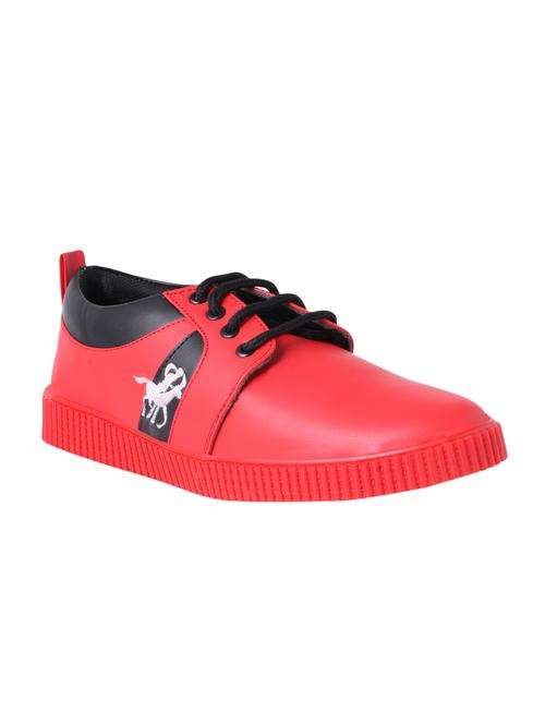 red leatherette lace up sneaker - 15146997 - Very Small Image - 1