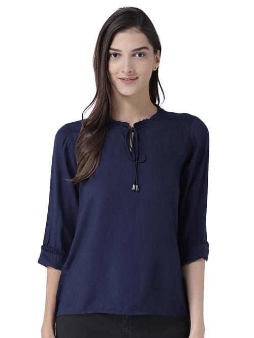 women's straight tie-up neck top - 15147112 - Very Small Image - 1