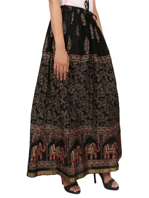 black cotton a-line skirt - 15147873 - Very Small Image - 1