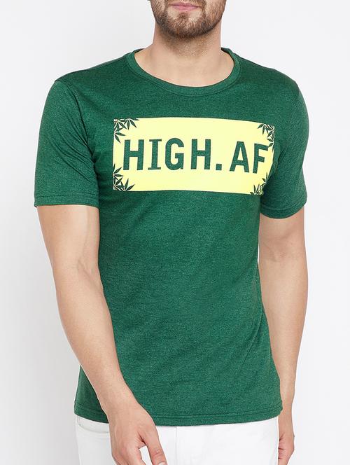 Green Cotton Chest Print Tshirt - 15148041 - Very Small Image - 1