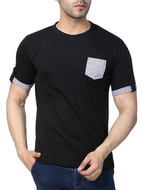 black cotton blend pocket t-shirt - 15148151 - Very Small Image - 1