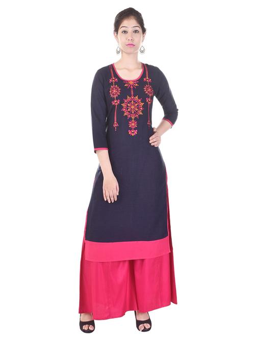 blue cotton kurta palazzo suit - 15148264 - Very Small Image - 1