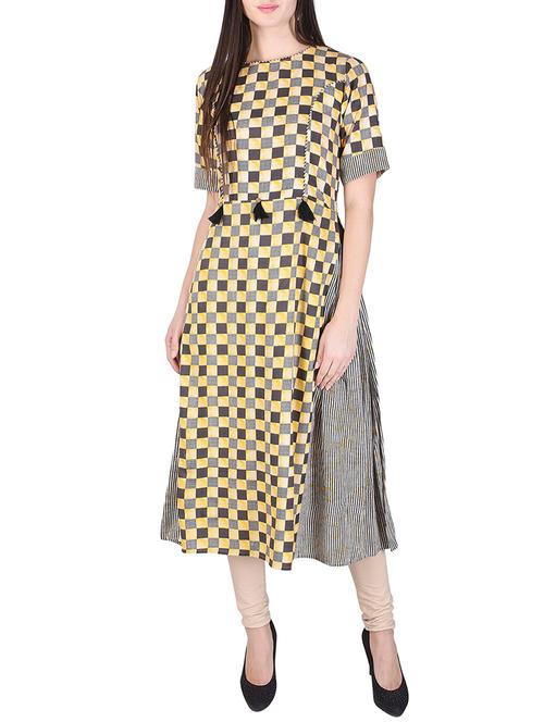 grey rayon flared kurta - 15148309 - Very Small Image - 1