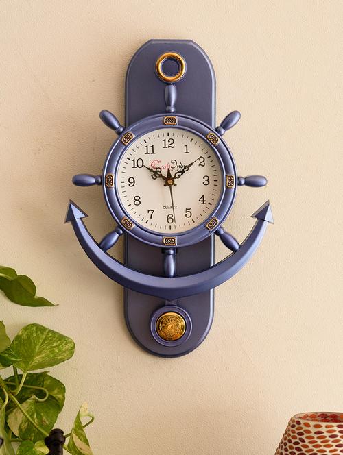 decorative retro anchor blue pendulum wall clock - 15148933 - Very Small Image - 1