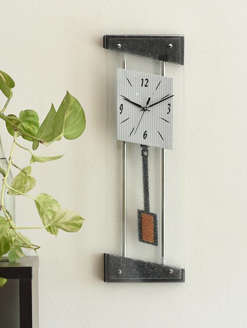 decorative analog black rectangle pendulum wall clock - 15149167 - Very Small Image - 1