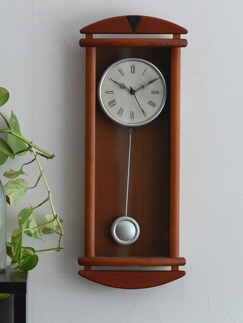 decorative analog brown round pendulum wall clock - 15149266 - Very Small Image - 1