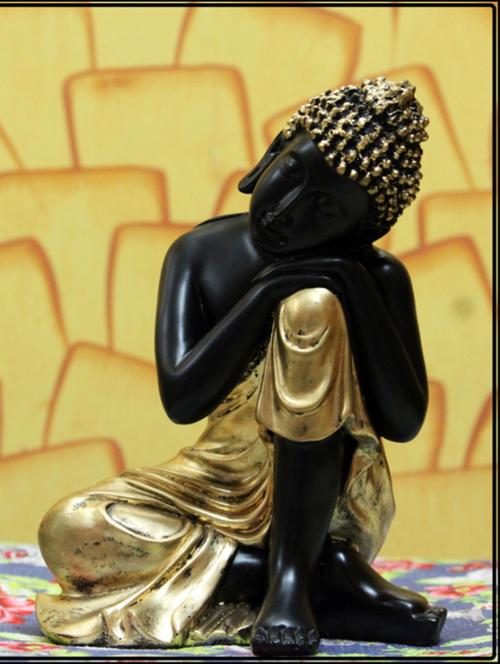 handcrafted lord buddha resting on knee - 15149510 - Very Small Image - 1