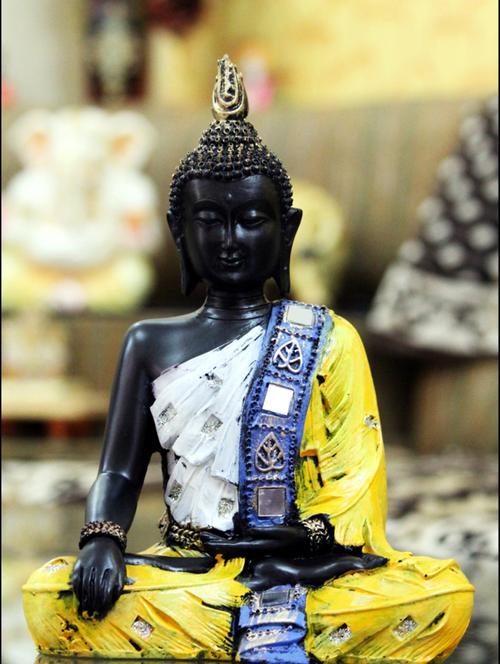 handcrafted meditating buddha figurine - 15149517 - Very Small Image - 1