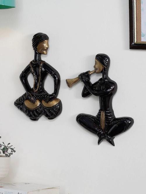 brass jugalbandi set of 2 musicians wall hanging - 15149650 - Very Small Image - 1