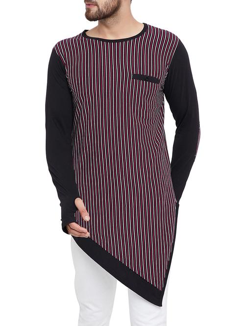 black cotton asymmetric t-shirt - 15149947 - Very Small Image - 1