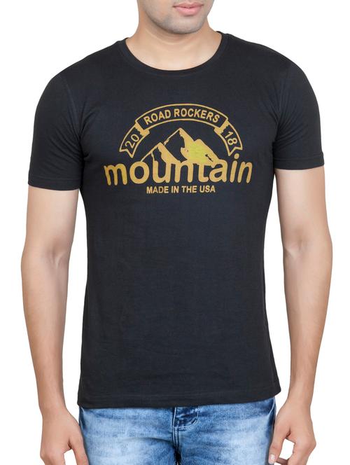 black cotton chest print tshirt - 15150271 - Very Small Image - 1