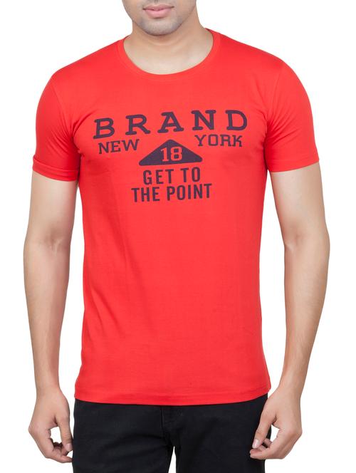 red cotton chest print tshirt - 15150275 - Very Small Image - 1