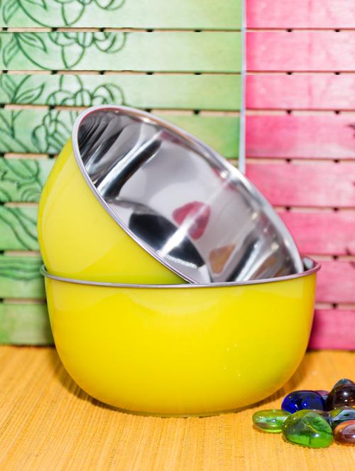 set of 2 microwave safe stainless steel plastic coated bowls - 15151978 - Very Small Image - 1