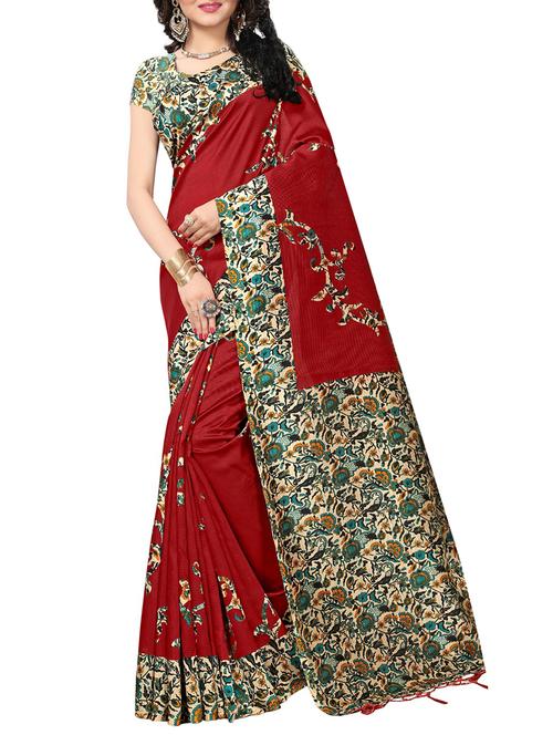red cotton silk bhagalpuri saree with blouse - 15153458 - Very Small Image - 1