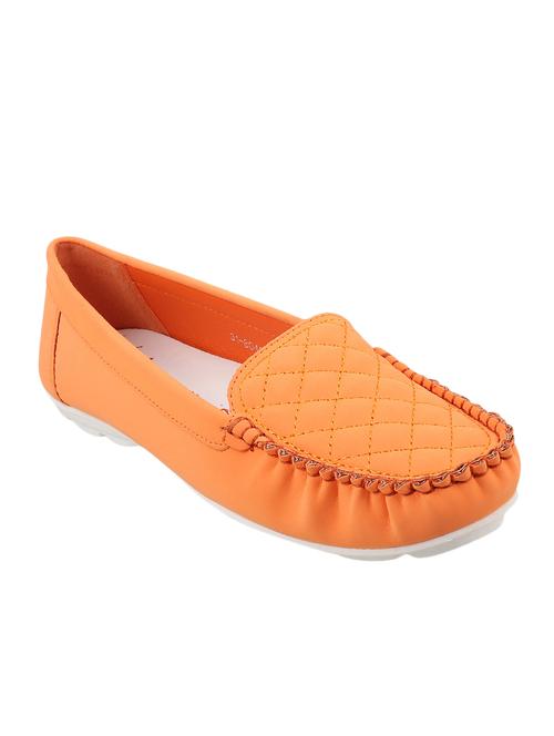 orange faux leather slip on loafers - 15155010 - Very Small Image - 1
