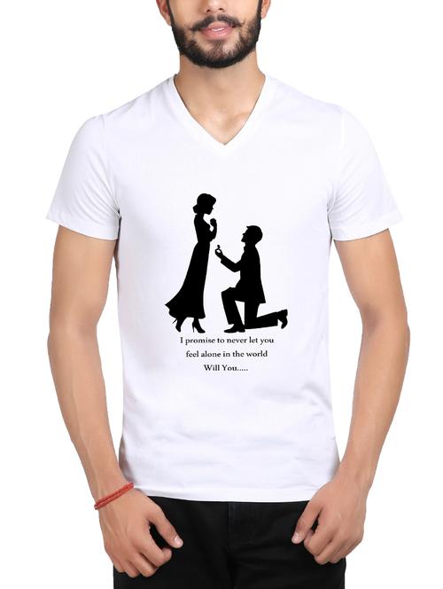 white cotton chest print tshirt - 15155283 - Very Small Image - 1