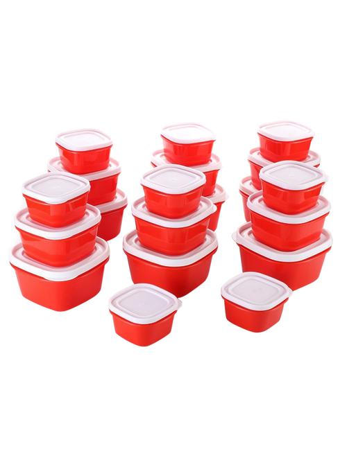 plastic kitchen storage box container set, cereal jar, multipurpose storage containers set for kitchen (set of 20,red) - 15155486 - Very Small Image - 1