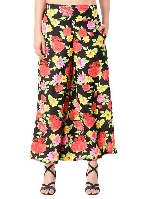 black floral crepe palazzo - 15156697 - Very Small Image - 1