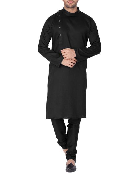 black cotton kurta pyjama set - 15158908 - Very Small Image - 1