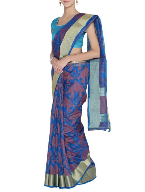 women's self design maroon colored saree with blouse - 15159585 - Very Small Image - 1