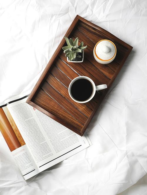 diagonal panel 14 inch sheesham wood serving tray - 15159855 - Very Small Image - 1