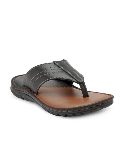 black leather toe separator slipper - 15160276 - Very Small Image - 1