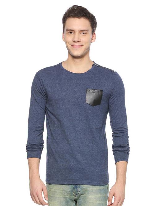 blue cotton blend pocket t-shirt - 15160629 - Very Small Image - 1