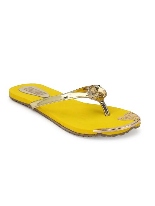 yellow  faux leather sandal - 15160785 - Very Small Image - 1