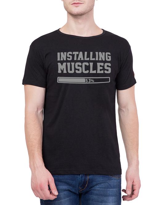 black cotton chest print tshirt - 15160882 - Very Small Image - 1