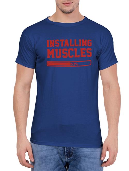 blue cotton chest print tshirt - 15160905 - Very Small Image - 1