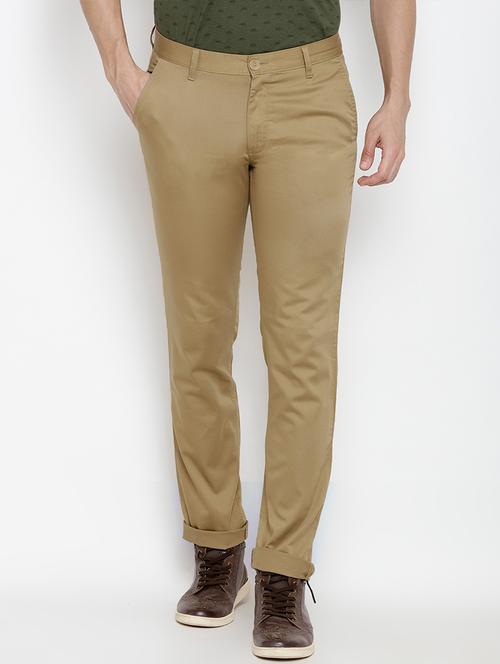 beige cotton blend chinos - 15161601 - Very Small Image - 1