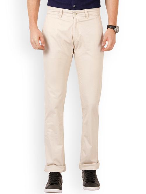 beige cotton blend chinos - 15161604 - Very Small Image - 1