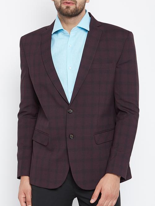 maroon wool & polyester blend casual blazer - 15162094 - Very Small Image - 1