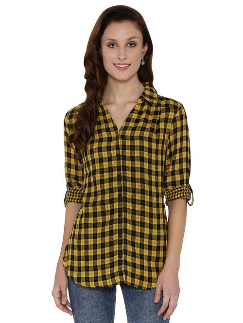 yellow cotton casual shirt - 15163337 - Very Small Image - 1