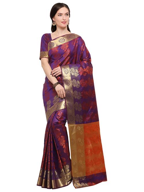 purple patola silk saree with blouse - 15164949 - Very Small Image - 1