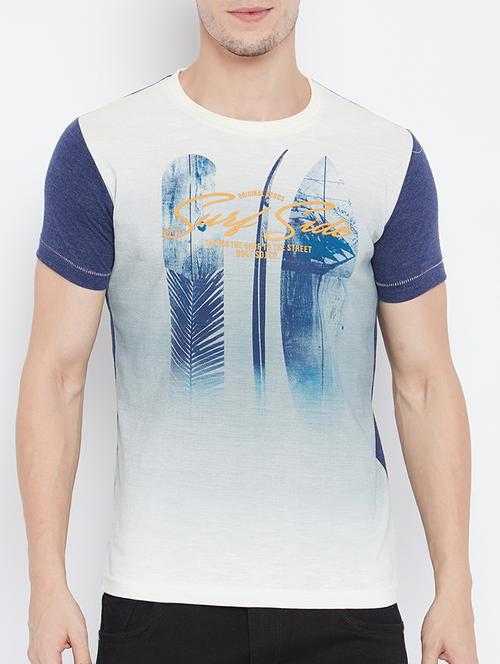 white cotton front print t-shirt - 15166754 - Very Small Image - 1