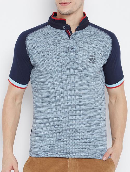 navy blue cotton collared t-shirt - 15166766 - Very Small Image - 1