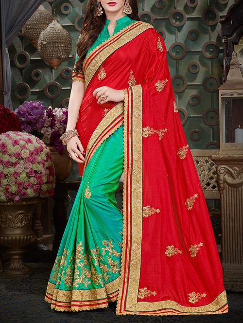 red art silk half & half saree - 15168010 - Very Small Image - 1