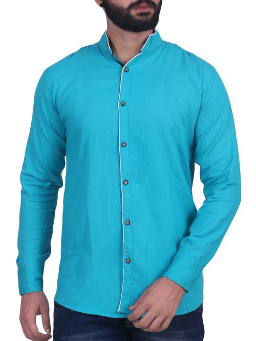 blue cotton casual shirt - 15168589 - Very Small Image - 1